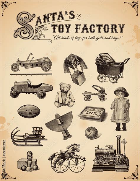 collection of vintage toys Stock Vector | Adobe Stock