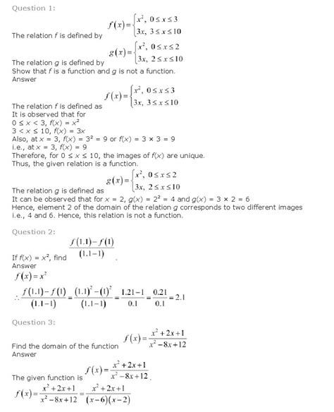 Relations And Functions Class Mathematics Ncert Solutions