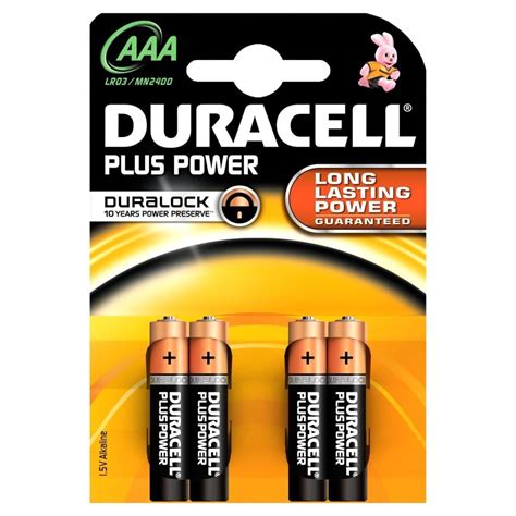 Duracell AAA Plus Power Battery Alkaline LR03 1 5V Batteries MN2400