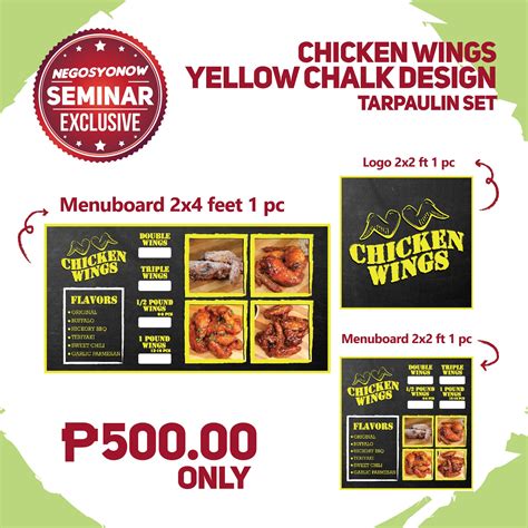 Chicken Wings Yellow Chalk Design Tarp Set Negosyonow