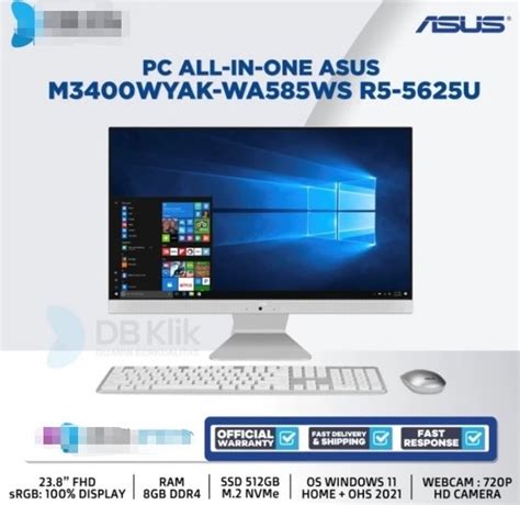 Jual Pc AIO Asus M3400WYAK WA585WS Processor AMD Ryzen 5 5625u Ram 8Gb