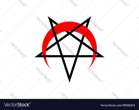 Reversed Or Inverted Pentagram With Crescent Moon Vector Image