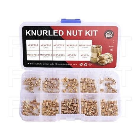 ECROU 250pcs Kit assortiment écrous à insertion moletés filetage