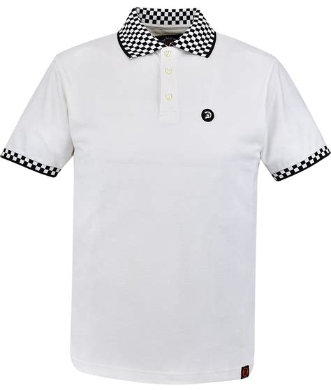 Trojan Records Ecru Ska Chequerboard Polo Shirt Modfellas Clothing