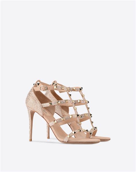 Womens Crystal Rockstud 100mm Sandal Valentino Garavani Valentino