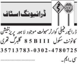 Driver Job In Lahore 2023 Job Advertisement Pakistan