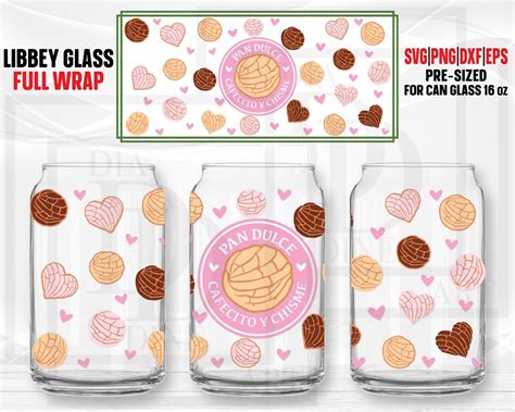 Pan Dulce Cafecito Y Chisme Libbey Can Glass 16 Oz Svg Cafecito Full