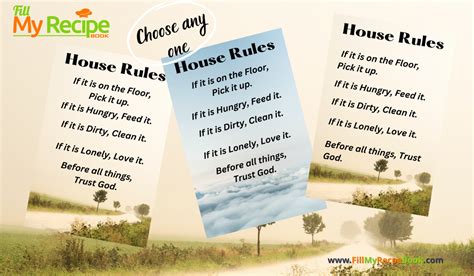 Simple House Rules Printable 1 Fill My Recipe Book