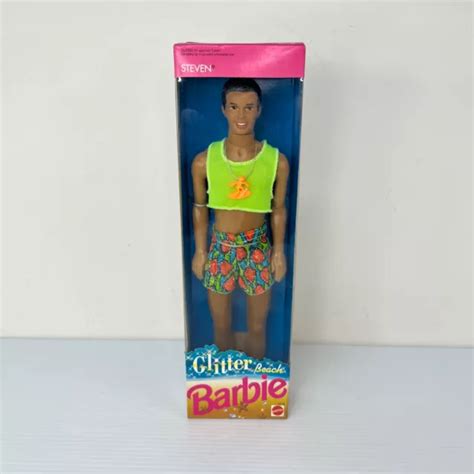 BARBIE 1992 GLITTER Beach Steven Doll Beach NRFB New Sealed Ken Mattel