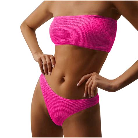 WREESH Womens Two Piece Swimsuit Bandeau Bikini Sets High Cut Bikini