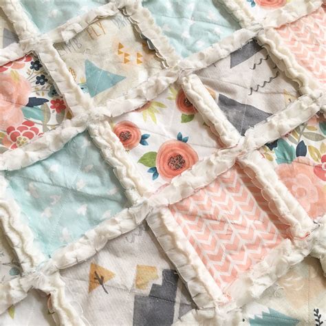 Floral Mountain Minky Rag Quilt Rag Quilt Quilted Baby Blanket Quilts