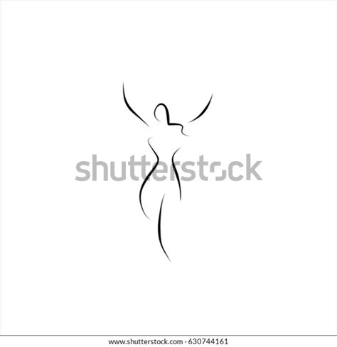 Nude Woman Vector Line Illustration Stock Vector Royalty Free Shutterstock
