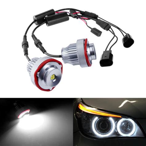 2x LED Angel Eyes Halo Ring Head Light Bulb White 6000K For BMW E60 E61