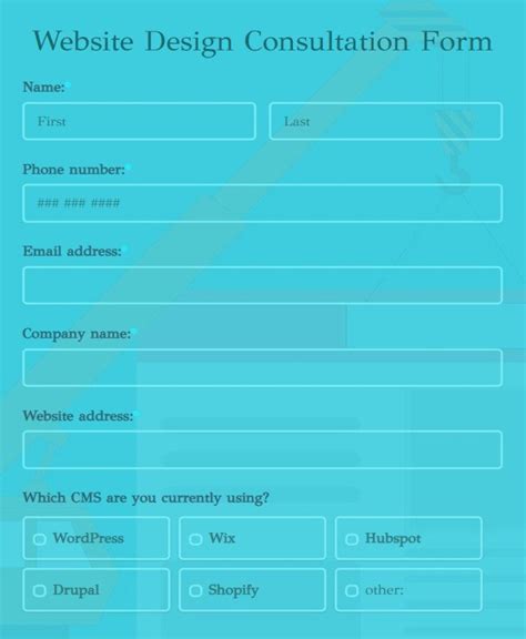 Free Website Design Consultation Form Template
