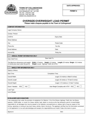 Fillable Online Oversize Overweight Application Final Pdf Fax Email