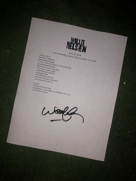 Willie Nelson 1978 Signed Setlist Reproduction - Etsy New Zealand