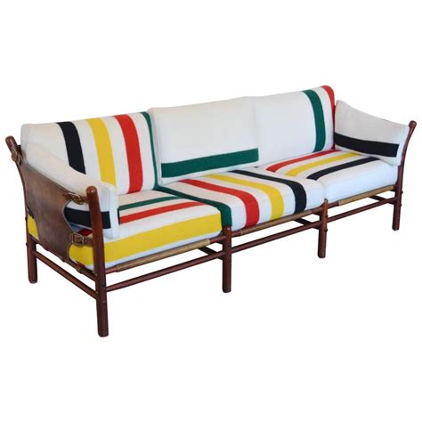 Scandinavian Modern Arne Norell Ilona Sofa With Pendleton Stripes 1960