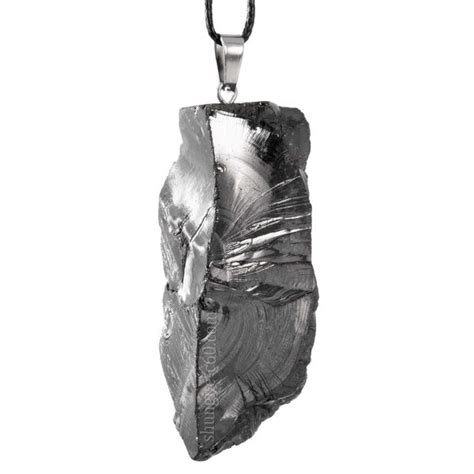 Silver Shungite Pendant Made Of Solid Piece Of Elite Shungite