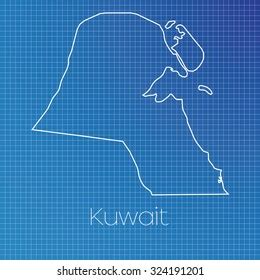 Schematic Outline Country Kuwait Stock Illustration 323334035