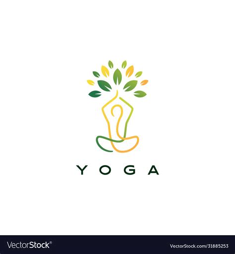 Yoga Leaf Tree Logo Icon Royalty Free Vector Image