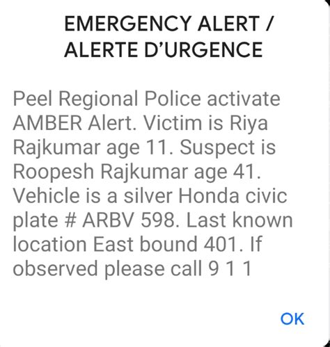 Peel Regional Police Amber Alert : r/ontario