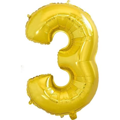 Ballon Numéro 3 Or Ballons Géant Chiffre Doré Fêtes Anniversaire