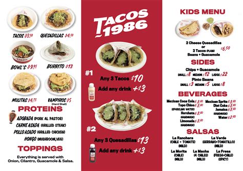 menu tacos