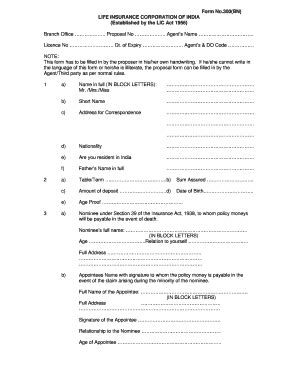 Lic Form Filled Sample In English Airslate Signnow