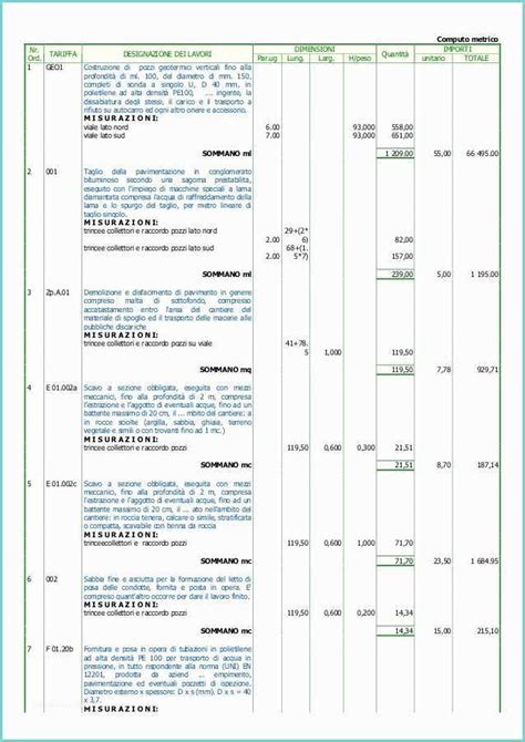 Esempio Computo Metrico Ristrutturazione Bagno Puto Metrico E Elenco
