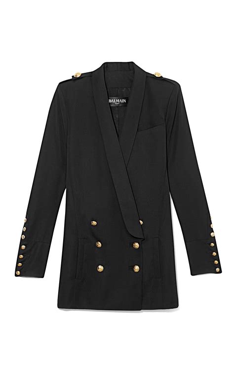 Lyst - Balmain Double Breasted Long Blazer in Black