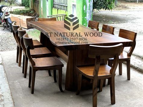 Meja Cafe Minimalis Kayu Trembesi Art Natural Wood