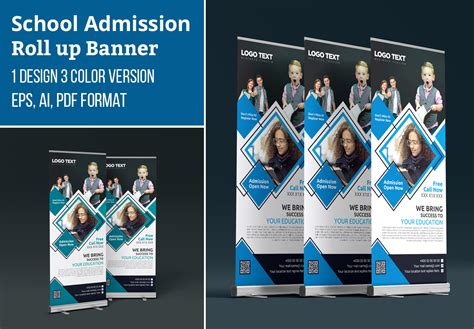 Photoshop Action Kids School Education Roll Up Banner Design Template