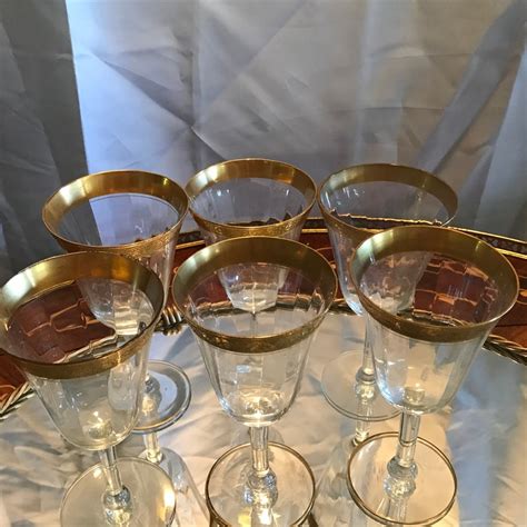 Six Vintage Gold Encrusted Wine Glasses Tiffin Franciscan Etsy