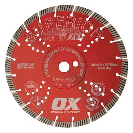 Ox Tools Diamond Saw Blade Masonry 12 In Dia OX MPSS 12 Zoro