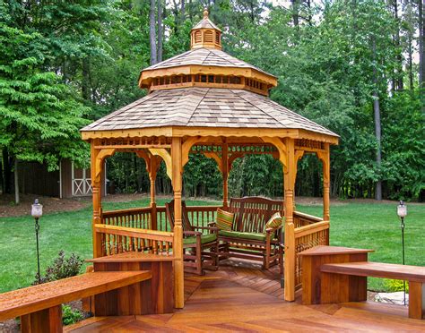 Red Cedar Double Roof Octagon Gazebos with Metal Roof | Gazebos by ...