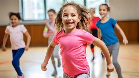 Premium AI Image | Children's Fitness Fun Physical Education Class at ...