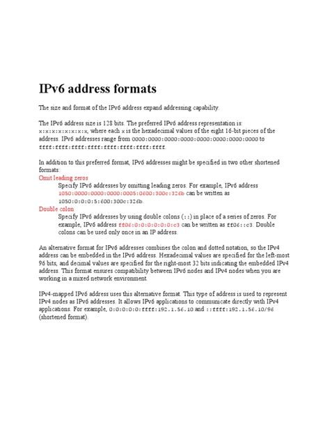 IPv6 Address Format | PDF