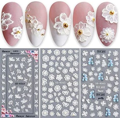 Lot De Feuilles D Autocollants D En Relief Pour Nail Art Motif