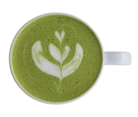 Draufsicht Auf Japanischen Matcha Gr Ntee Mit Tulpenmuster Latte Art