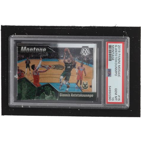 Giannis Antetokounmpo 2019 20 Panini Mosaic Montage 15 PSA 10