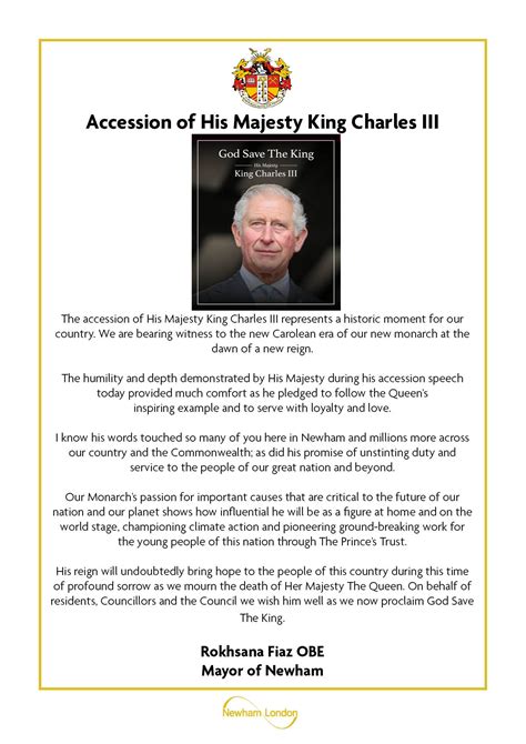 Accession Of His Majesty King Charles Iii Newham Council