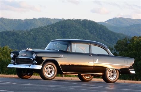 1955 Chevrolet 210 Sedan Two Door Hotrod Streetrod Hot Rod Street Black Usa