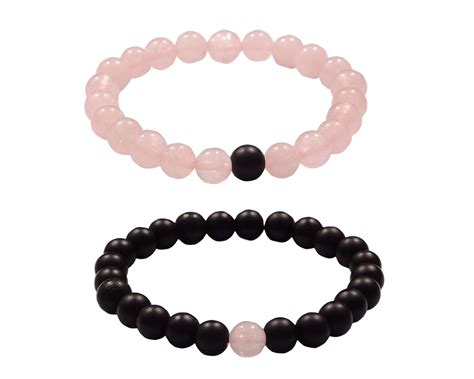 Buy Takshila Gems® Natural Rose Quartz And Matte Agate Bracelets 8 Mm