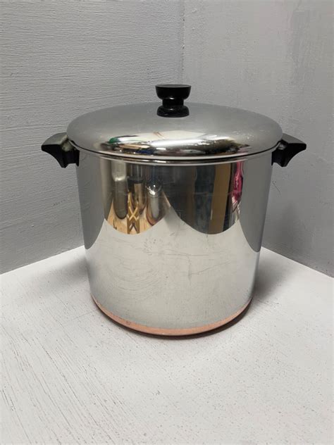 Vintage 12 Quart Revere Ware Copper Bottom Stockpot With Lid Rome Ny Etsy