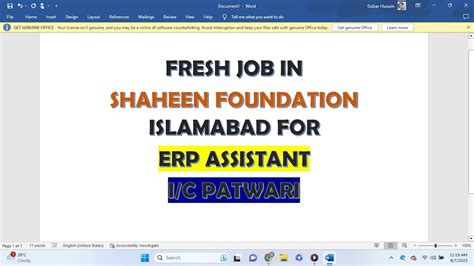 Fresh Jobs In Shaheen Foundation Islamabad For Erp Assistan I C