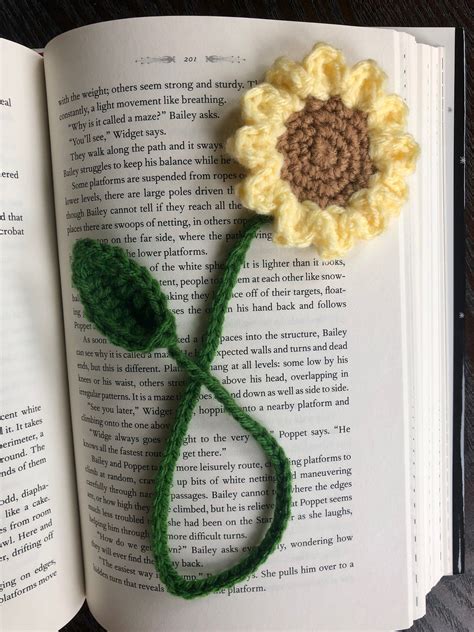 Sunflower Bookmark Crochet Pdf Pattern Easy Beginner Crochet Etsy