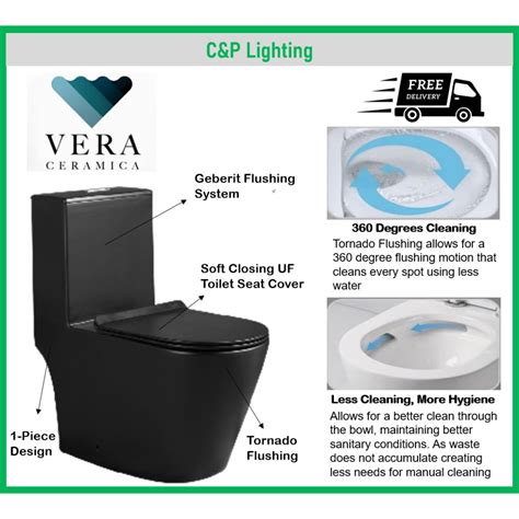 Vera Ceramica Piece Matte Black Toilet Bowl Tornado System Wc A T