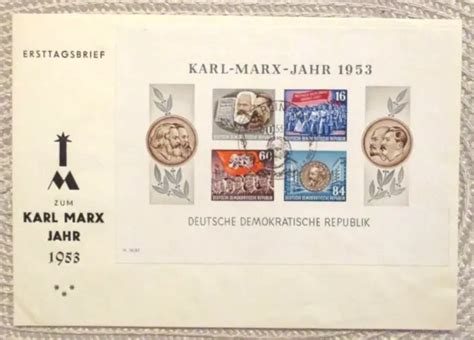 DDR KARL Marx Jahr 1953 Mi Block 9 B Als FDC Mit Sauberem