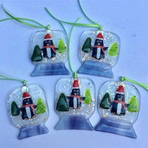 Fused Glass Christmas Penguin Decoration