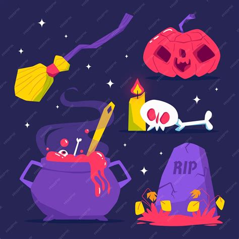 Free Vector Hand Drawn Halloween Elements Collection